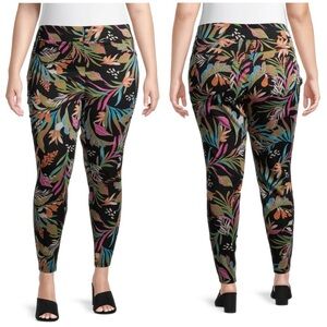 Terra & Sky NWT High Waist Jeggings In Tropical Print Plus Size 3X (24W-26W) New